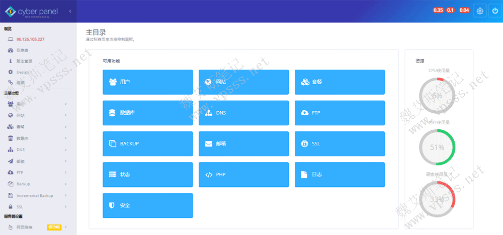 CyberPanel面板一键部署及建站体验OpenLiteSpeed服务插图4