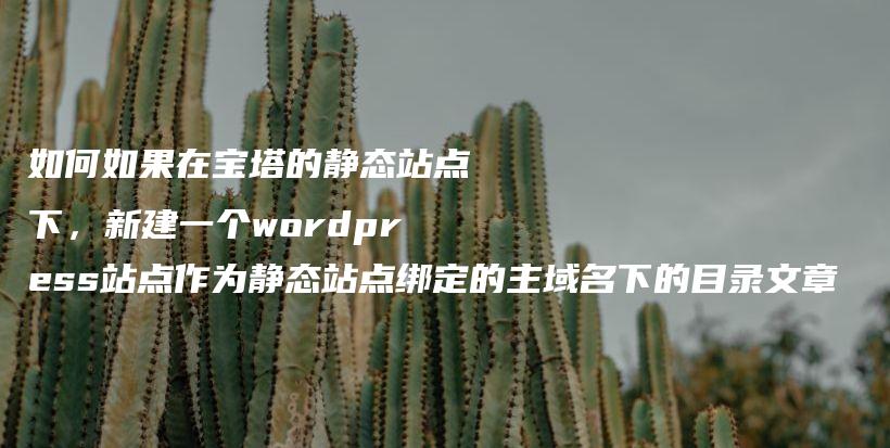 如何如果在宝塔的静态站点下，新建一个wordpress站点作为静态站点绑定的主域名下的目录文章插图