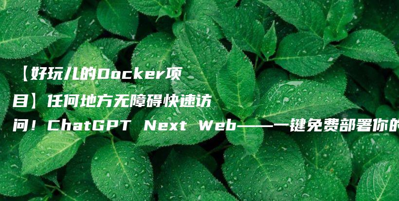 【好玩儿的Docker项目】任何地方无障碍快速访问！ChatGPT Next Web——一键免费部署你的私人 ChatGPT 网页应用插图