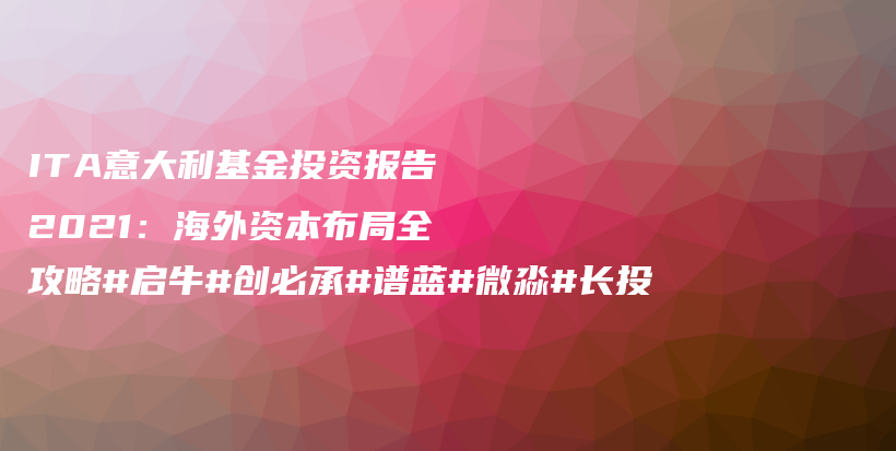 ITA意大利基金投资报告2021：海外资本布局全攻略#启牛#创必承#谱蓝#微淼#长投插图