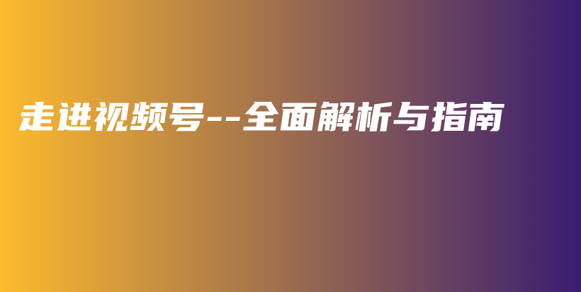 走进视频号–全面解析与指南插图