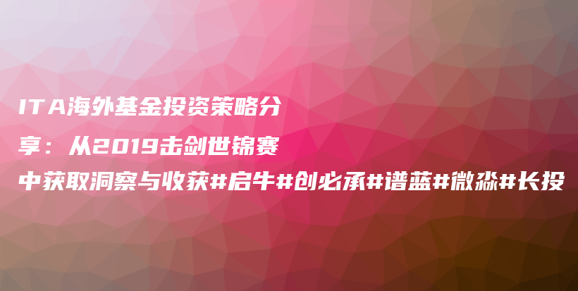 ITA海外基金投资策略分享：从2019击剑世锦赛中获取洞察与收获#启牛#创必承#谱蓝#微淼#长投插图