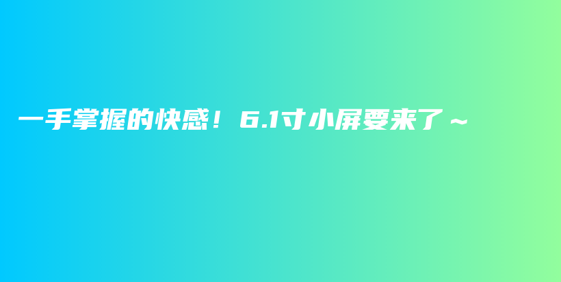 一手掌握的快感！6.1寸小屏要来了～插图