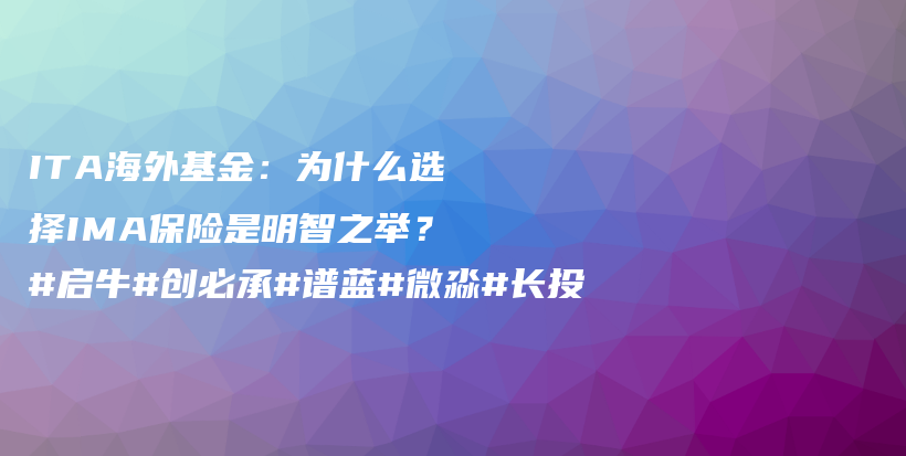 ITA海外基金：为什么选择IMA保险是明智之举？#启牛#创必承#谱蓝#微淼#长投插图