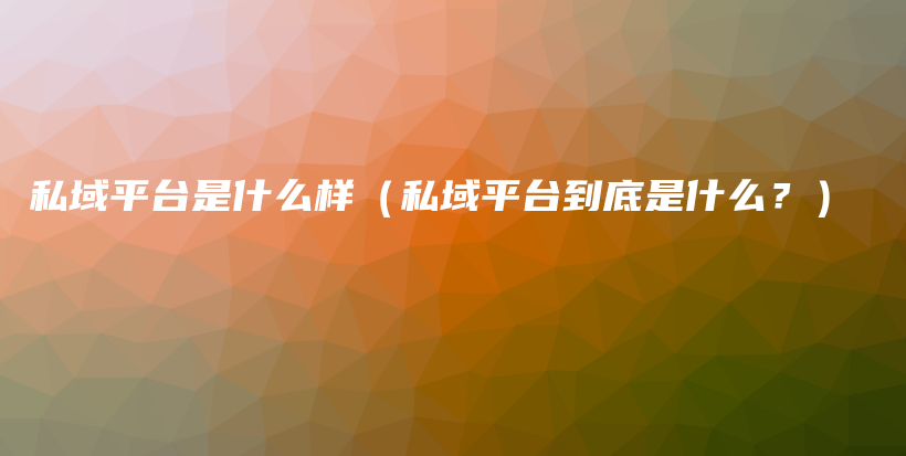 私域平台是什么样（私域平台到底是什么？）插图