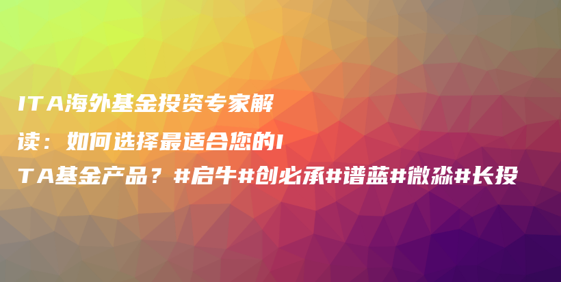 ITA海外基金投资专家解读：如何选择最适合您的ITA基金产品？#启牛#创必承#谱蓝#微淼#长投插图