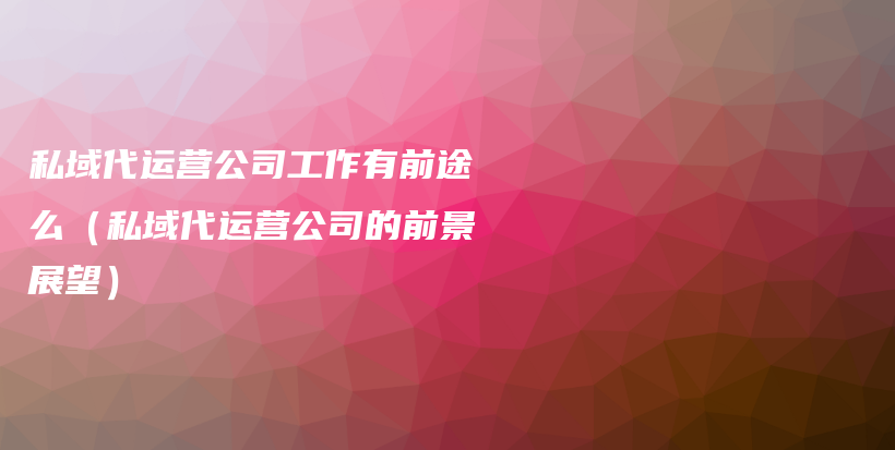 私域代运营公司工作有前途么（私域代运营公司的前景展望）插图