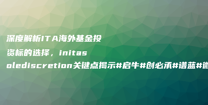 深度解析ITA海外基金投资标的选择，initasolediscretion关键点揭示#启牛#创必承#谱蓝#微淼#长投插图