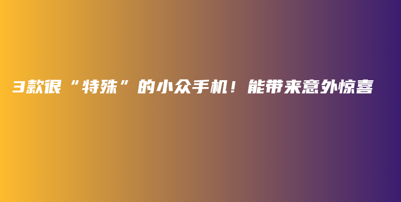 3款很“特殊”的小众手机！能带来意外惊喜插图