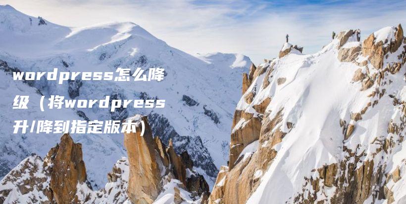 wordpress怎么降级（将wordpress升/降到指定版本）插图