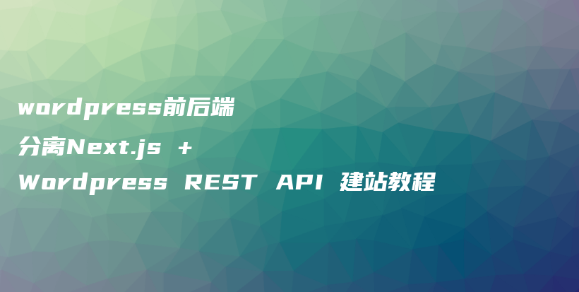 wordpress前后端分离Next.js + WordPress REST API 建站教程插图