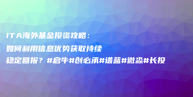 ITA海外基金投资攻略：如何利用信息优势获取持续稳定回报？#启牛#创必承#谱蓝#微淼#长投插图