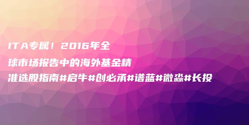 ITA专属！2016年全球市场报告中的海外基金精准选股指南#启牛#创必承#谱蓝#微淼#长投插图