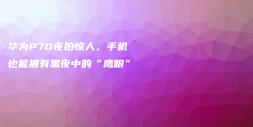 华为P70夜拍惊人，手机也能拥有黑夜中的“鹰眼”插图