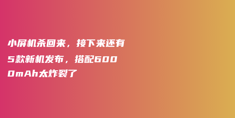 小屏机杀回来，接下来还有5款新机发布，搭配6000mAh太炸裂了插图