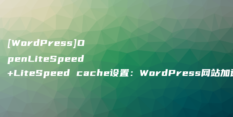 [WordPress]OpenLiteSpeed+LiteSpeed cache设置：WordPress网站加速最快的缓存方案，免费高速插图