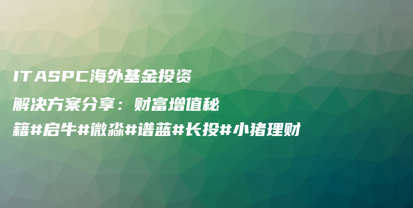 ITASPC海外基金投资解决方案分享：财富增值秘籍#启牛#微淼#谱蓝#长投#小猪理财插图