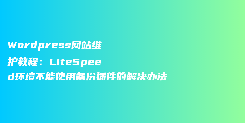 WordPress网站维护教程：LiteSpeed环境不能使用备份插件的解决办法插图