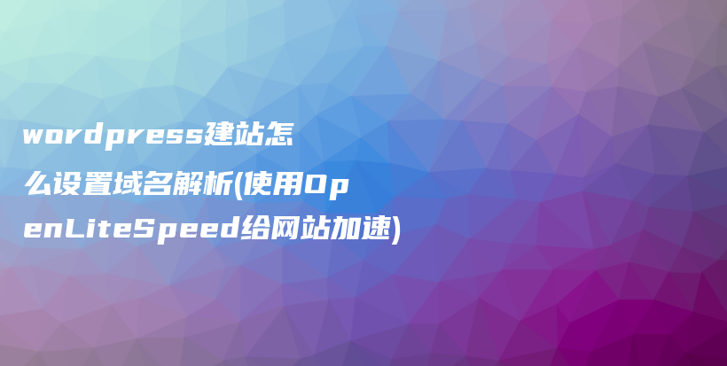 wordpress建站怎么设置域名解析(使用OpenLiteSpeed给网站加速)插图