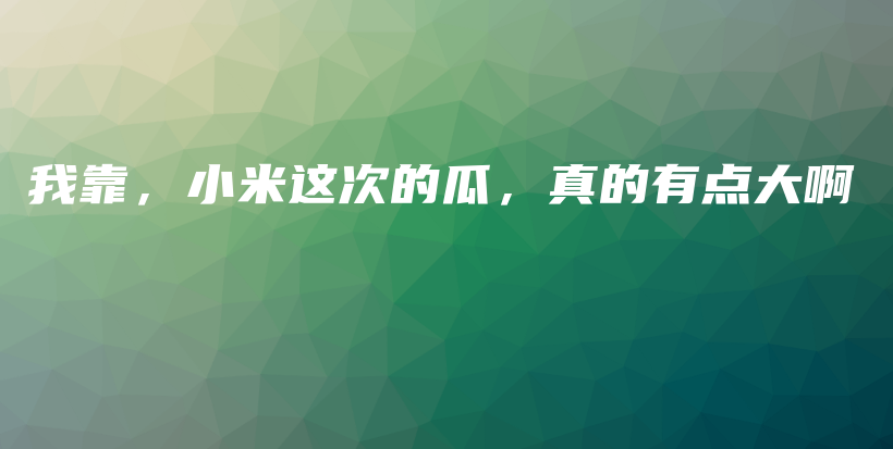 我靠，小米这次的瓜，真的有点大啊插图